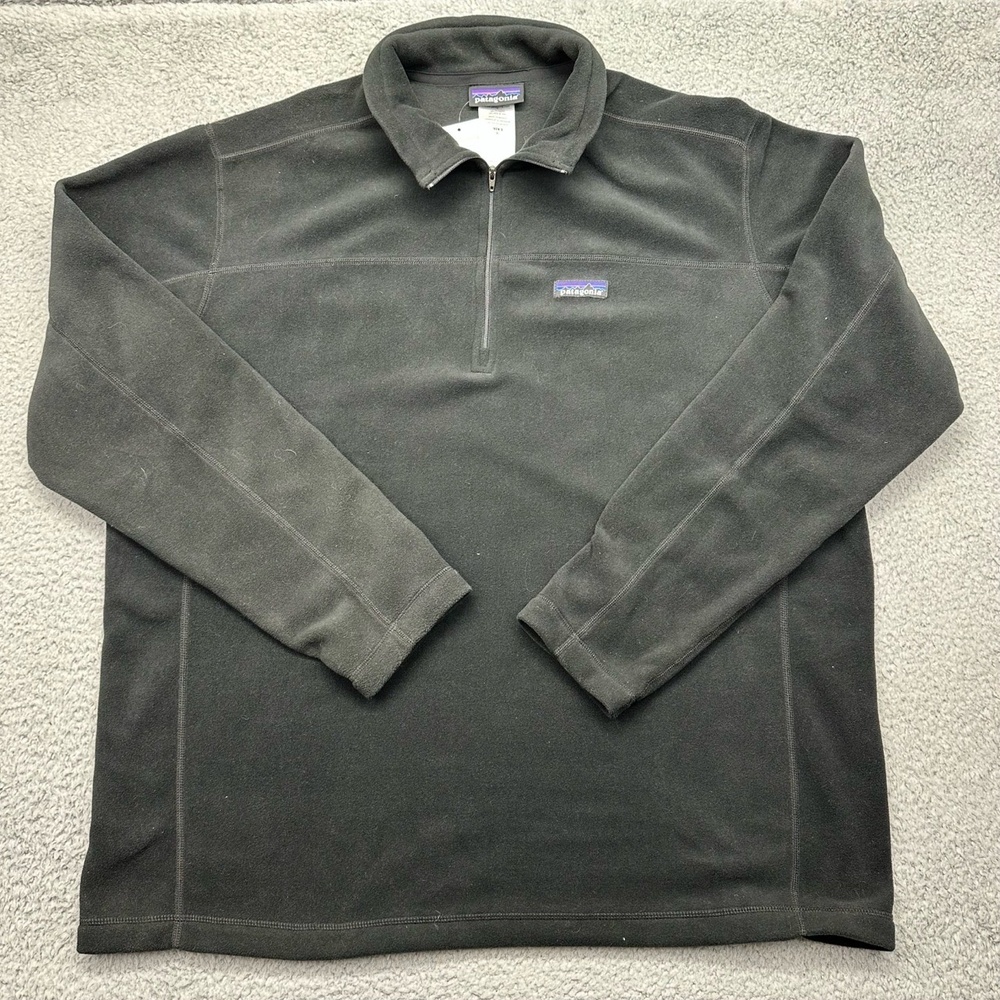 NWT Patagonia 26175 Mens XL Black Micro D Pullover 1/4 Zip 100% Polyester Fleece